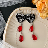 Skull Halloween Earrings, Blood Ghost Earrings, Unique Halloween Earrings Dangle